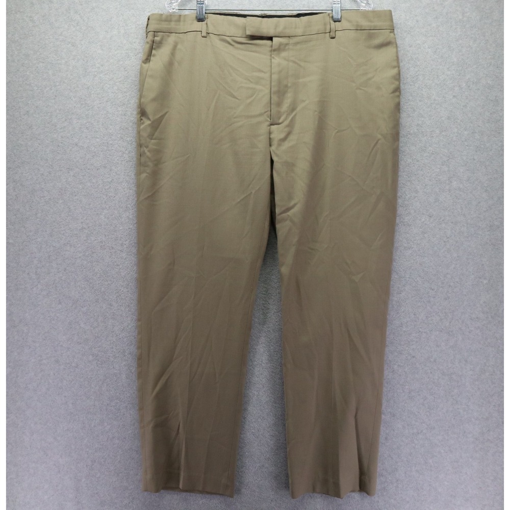 Perry Ellis Portfolio Pants Mens 40x30 Dress Suit Business Formal Flat Front Tan